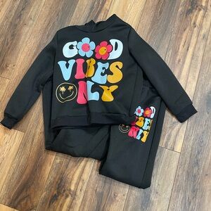 Kids Good Vibes Only Black Matching Set